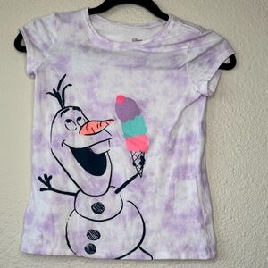Disney Olaf T-Shirt With Ice Cream Cone, Purple-White Tie Dye, T-Shirt